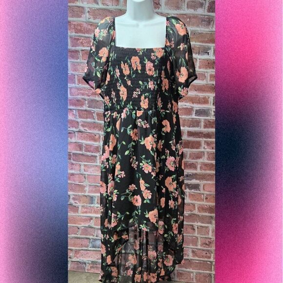 Lily Rose Dresses & Skirts - Lily Rose Floral Chiffon High-Low Dress – Women’s Size 3X Square Neckline